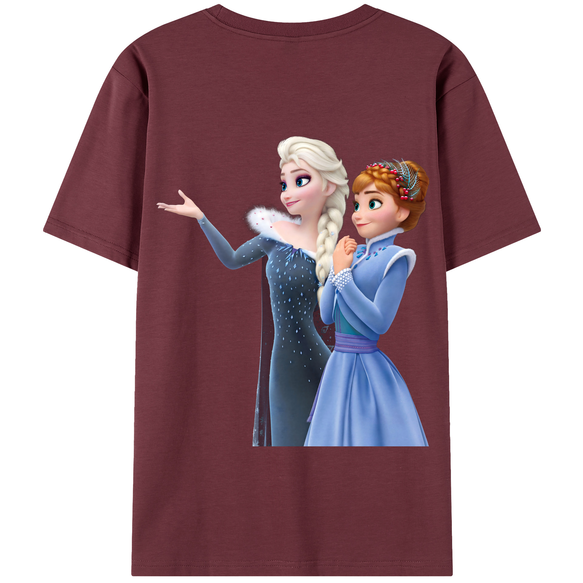 （画像用） アナと雪の女王 アンナ エルサ Frozen Anna Elsa 綿100％半袖Tシャツ（背面プリント）